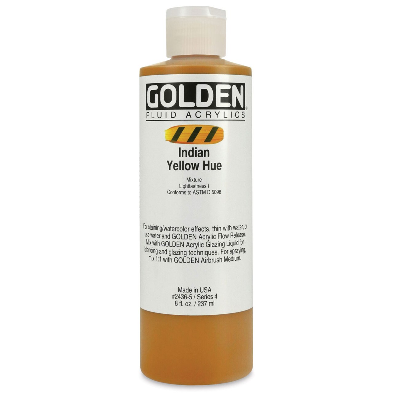 Golden Fluid Acrylics - Indian Yellow Historical Hue, 8 oz bottle
